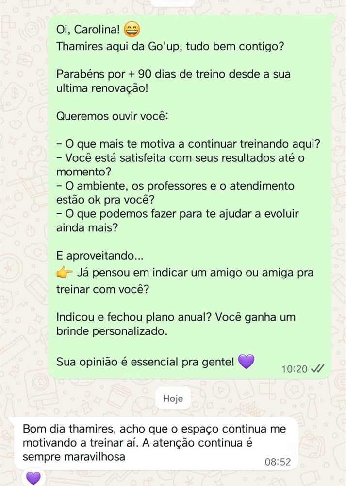 Depoimento de aluna da GoUP